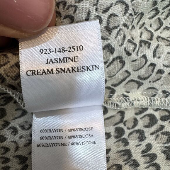 Rails Jasmine Mini Dress Cream Snakeskin Women's Large Smocked Waist V-Neck - Picture 14 of 14